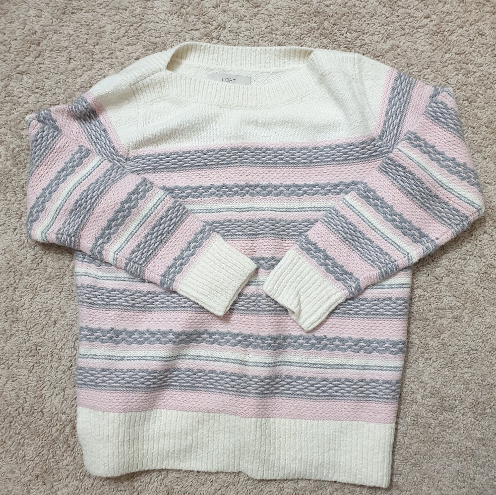 loft striped pink and beige sweater